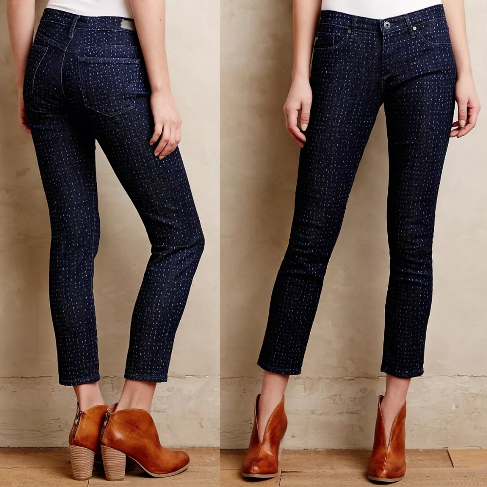 AG Adriano Goldschmied Dotted Stevie Ankle Skinny Blue Jeans Sz 26R